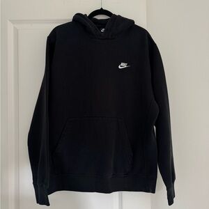 Nike men’s black & white swoosh logo hoodie hooded sweatshirt sweater size LARGE